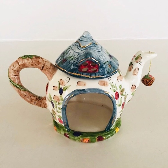 Porcelain Tea Pot House Candle Holder - Picture 3 of 8